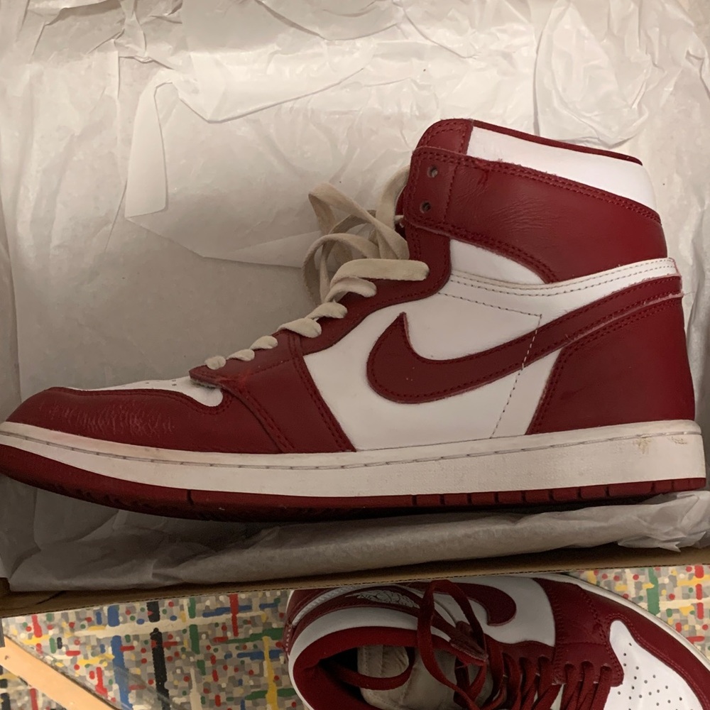 Nike Red and White High-Top Sneakers - Picture 5 of 8